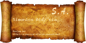 Simonics Alícia névjegykártya